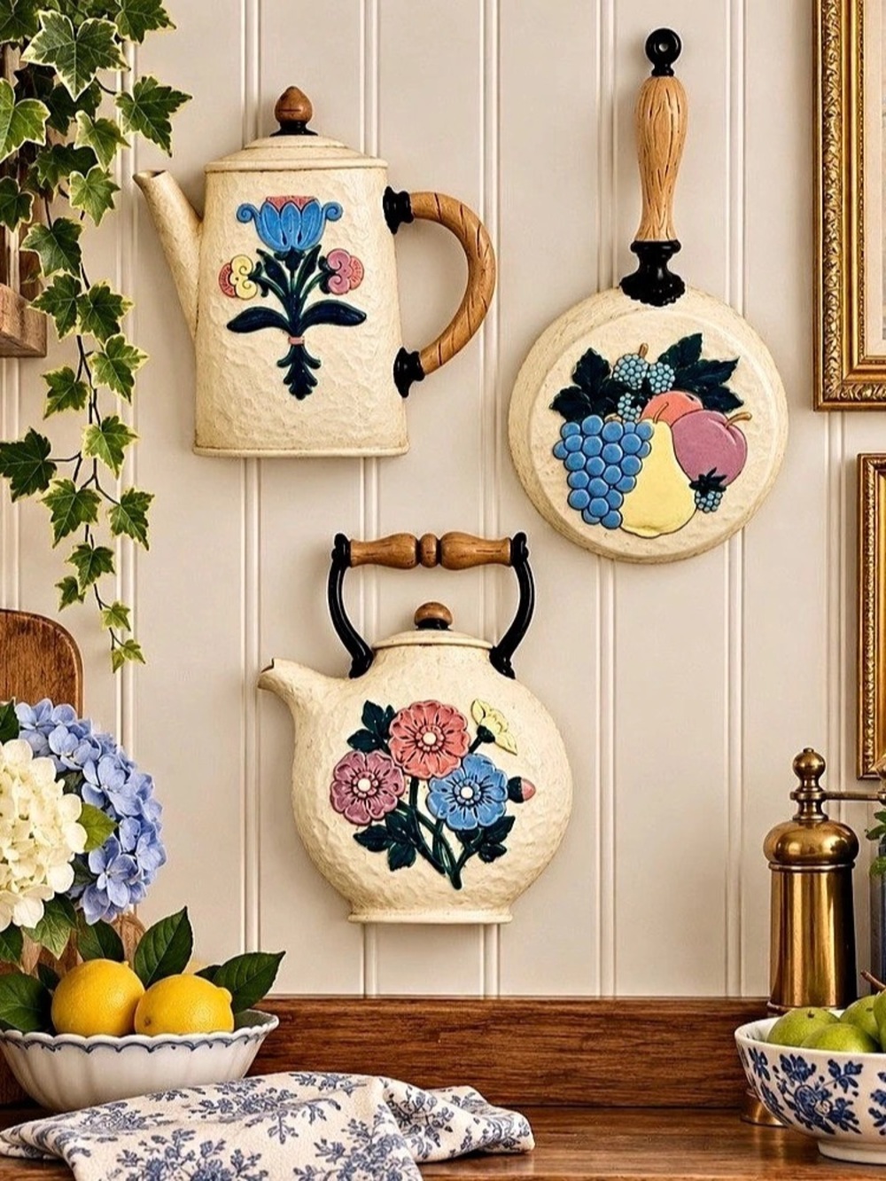 Vintage 1995 HOMCO Home Interiors 3 Pc Kitchen Wall Decor